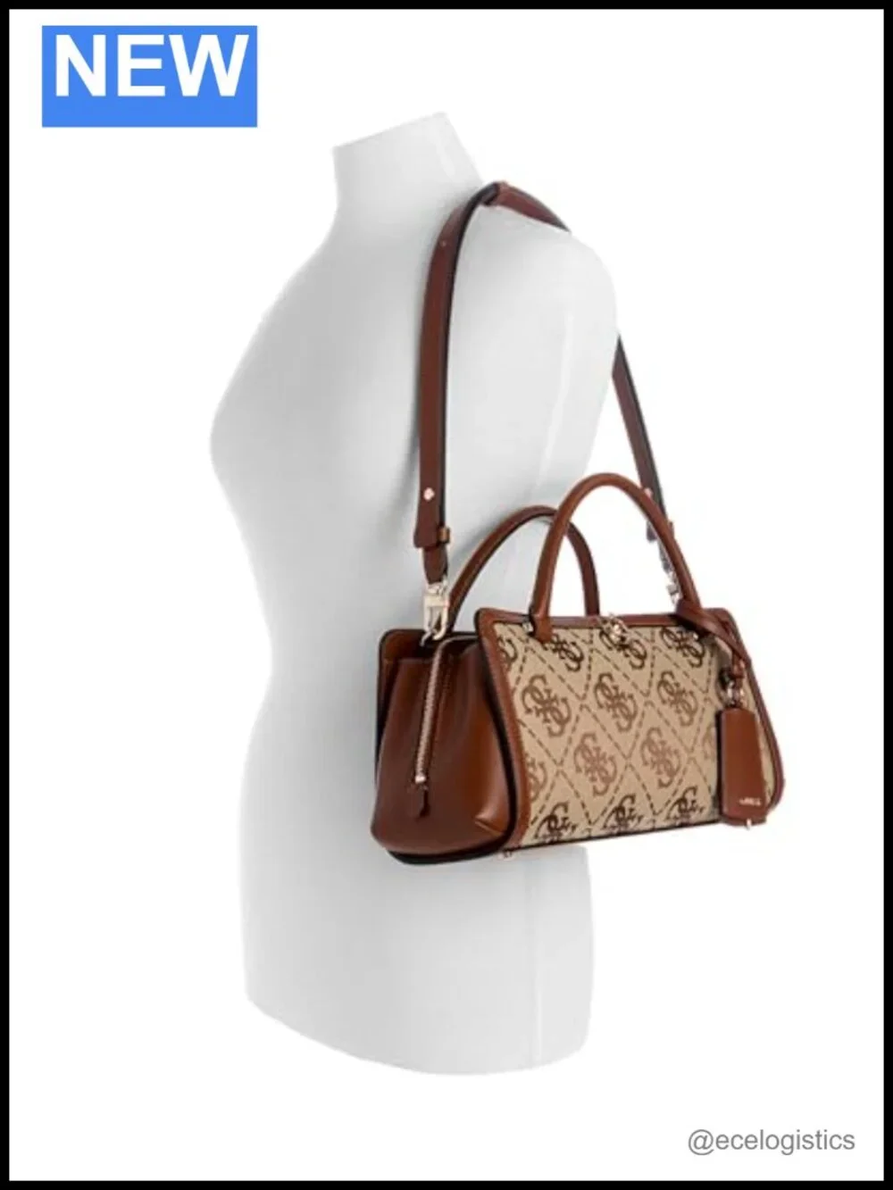 Women's Small Satchel with Zip Pockets and Removable Charm